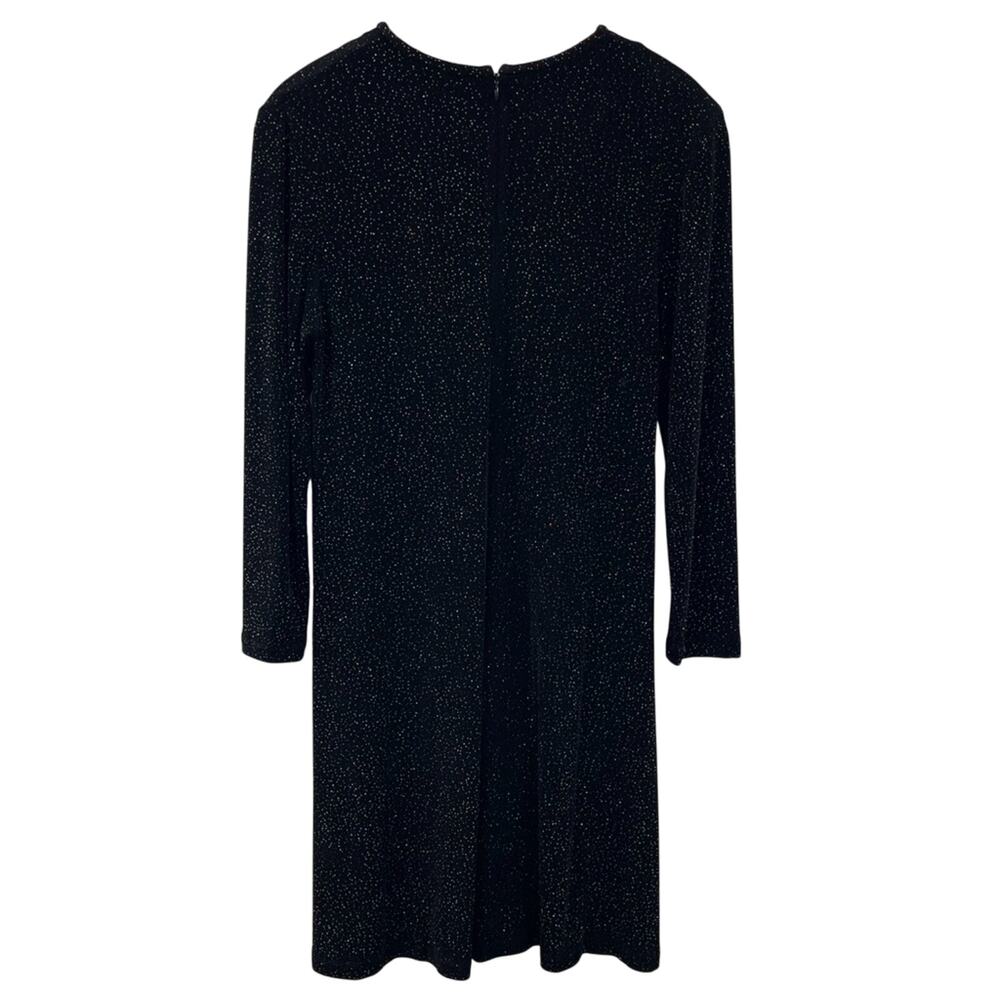Leo Narducci Vintage Sparkle Long Sleeve Knee Length Cocktail Dress Black Size 8 - Picture 6 of 10
